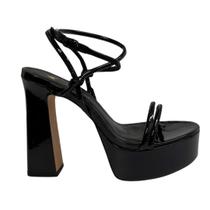 Sandália Carrano Feminina Plataforma Preto Couro Verniz Sandália Carrano Feminina Plataforma Preto Couro Verniz
