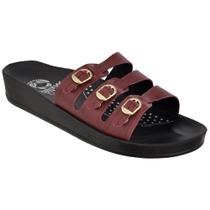 Sandália Casual Feminino Ortopédica Conforto 3 Fivelas Anatômica