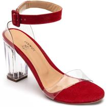 Sandalia Casual Krn Shoes com Tira Transparente Salto Alto Grosso