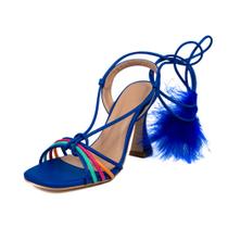 Sandalia Casual Yoyo Store com Amarração Salto Taça e Bico Quadrado Sandalia Casual Yoyo Store com Amarração Salto Taça e Bico Quadrado