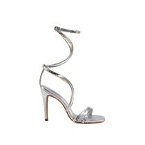 Sandália Cecconello Prata Metalizada Salto Alto Fino 11cm