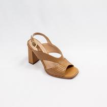 Sandália Chic Line Luxo Escamado Camel