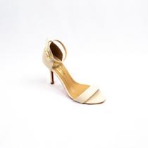 Sandália Chic Line Salto 10 Luxo Couro Off White Sandália Chic Line Salto 10 Luxo Couro Off White