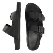 Sandália Chinela Masculina Couro Masculina Anatômica Burly Heads Black Preta Sandália Chinela Masculina Couro Masculina Anatômica Burly Heads Black Preta