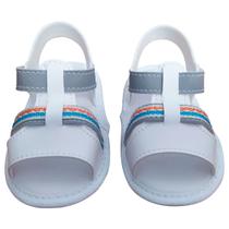Sandália Chinelo Bebe Moda Primeiros Passos Branca Listrada