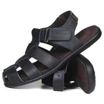 Sandália Chinelo Casual Masculino Couro Látego Sola Borracha