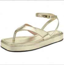 Sandália Chinelo Feminino Fem All_Passo Flatform Na Cor Dourada Sandália Chinelo Feminino Fem All_Passo Flatform Na Cor Dourada