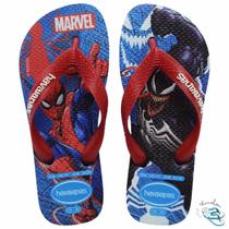 Sandalia Chinelo Havaianas Kids Top Marvel II Homem Aranha Infantil Original Cor:Azul BrilhanteTamanho:33/34