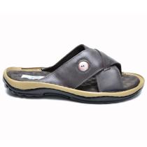 Sandália Chinelo Masculina Conforto De Couro Palmilha Gel