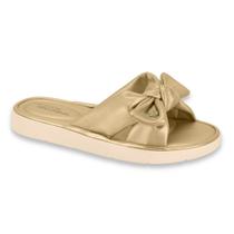 Sandalia Chinelo Modare Feminino Conforto Ortopédica Nobuck Metalizado Laço Ref: 7208.101