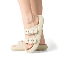 Sandália Chinelo Nuvem Unissex Anatômico Fivela Dupla Tamanho:38/39Cor:Off White