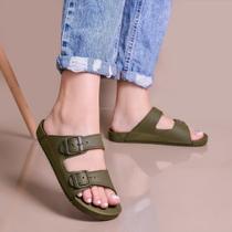 Sandalia Chinelo Papete rasteira feminina Injetada Verde Militar