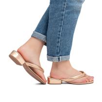 Sandália chinelo Salto bloco baixo flip flop confortável