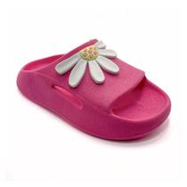 Sandália Chinelo Slide Nuvem Menina Infantil Flores Margarida Branco Leve Confortável Barato