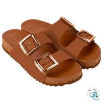Sandalia Chinelo Slide Papete Feminina Zaxy Partner III Lançamento Novidade Conforto Cor:MARROM/CACAUTamanho:38