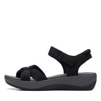 Sandália Clarks Arla Shore Flat Preta Têxtil EUA 7 Larga Sandália Clarks Arla Shore Flat Preta Têxtil EUA 7 Larga