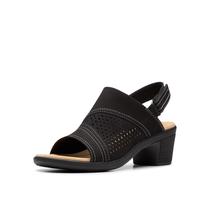 Sandália Clarks Emily 2 Mist Heeled preta em nobuck Sandália Clarks Emily 2 Mist Heeled preta em nobuck