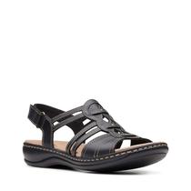 Sandália Clarks Leisa Janna feminina de couro preto tamanho 8,5 de largura