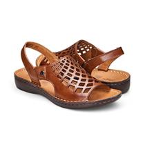 Sandália com elástico Couro Caramelo Levecomfort Sandália com elástico Couro Caramelo Levecomfort