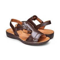 Sandália com Elastico em Couro Cafe Levecomfort Sandália com Elastico em Couro Cafe Levecomfort