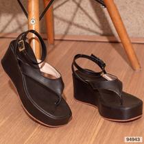 Sandália com Traseira Salto Confort Anabela Asa Delta estilo Chinelo Flatform Plataforma Confortável Ref 2160