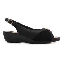 Sandália Comfort Flex Peep Toe Feminina Preta