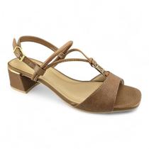 Sandália Comfortflex 2554403 Salto Bloco fivela ajustável detalhe dourado Sandália Comfortflex 2554403 Salto Bloco fivela ajustável detalhe dourado