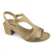 Sandália Comfortflex 2557406 Salto bloco calce elástico mocca Sandália Comfortflex 2557406 Salto bloco calce elástico mocca