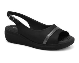 Sandalia Comfortflex Linha Conforto Anabela SlingBack PRETO