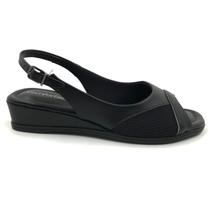 Sandália Comfortflex Slingback Anabela Preta 2470405 Sandália Comfortflex Slingback Anabela Preta 2470405