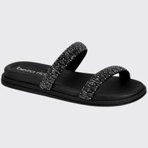 Sandália Conforto Feminina Pepete Slide Fitas Strass Beira Rio 8488.122.29801 Sandália Conforto Feminina Pepete Slide Fitas Strass Beira Rio 8488.122.29801