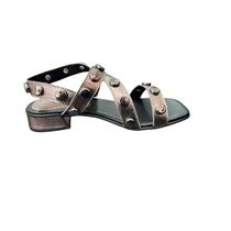 Sandália Couro Flay Metal Onix Dani Duran 93004