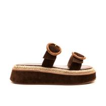 Sandália Couro Marrom Flatform Cecconello 2544001-8