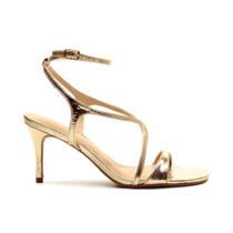 Sandália Couro Ouro Light Salto Médio Cecconello 2826004-1