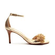 Sandália Couro Ouro Light Salto Médio Cecconello 2859001-2 Sandália Couro Ouro Light Salto Médio Cecconello 2859001-2