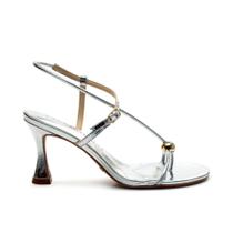 Sandália Couro Prata Salto Médio Cecconello 2796001-4