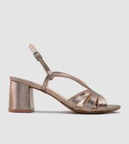 Sandália Couro Prata Velha CBK Salto Grosso 7cm
