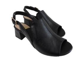Sandália couro PRETO, estilo sandal boot, salto 4 cms. - Mariotti calzature