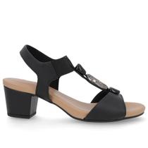 Sandalia couro salto elastico medio bloco calce facil usaflex y8220 Sandalia couro salto elastico medio bloco calce facil usaflex y8220