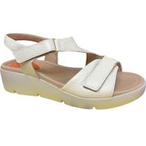 Sandália Couro Usaflex Feminino Marfim