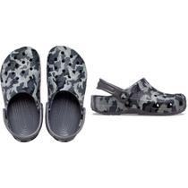 Sandália crocs classic camo clog kidst black/grey