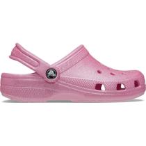 Sandália crocs classic clog glitter K pink tweed glitter