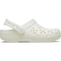 Sandália crocs classic floral cut out clog k chalk
