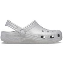 Sandália crocs classic glitter clog silver