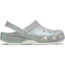Sandália crocs classic iridescent glitter clog white