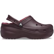 Sandália crocs classic plataform lined clog dark cherry