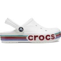 Sandália crocs classic rainbow glitter clog t white