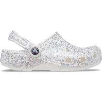 Sandália crocs classic starry glitter clog k white