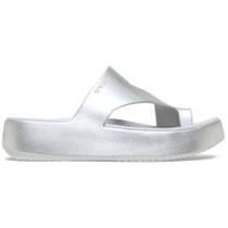 Sandália Crocs Getaway Metallic Platform Toe Loop SILVER