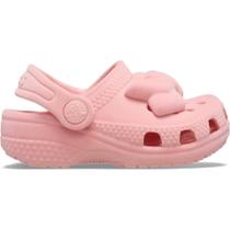 Sandália Crocs Littles Velvet Bow Powder Pink